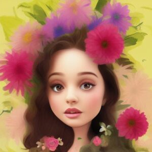 A person with a flower background