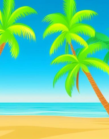 A beach with palm tree