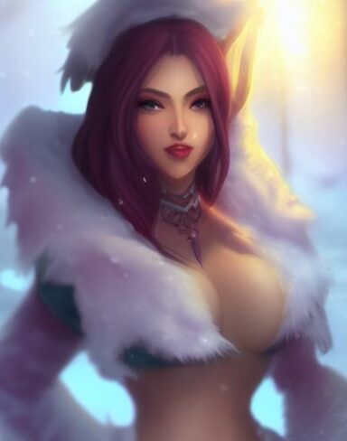 A beautiful woman close up that is standing in the snow