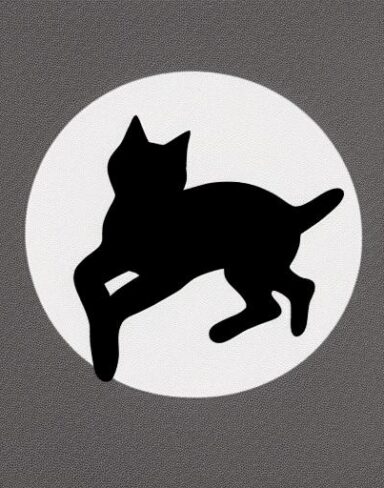 A black cat on a white background