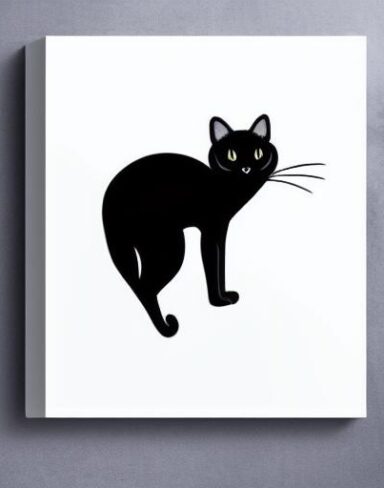 A black cat on a white background