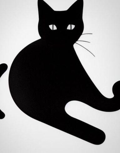 A black cat on a white background