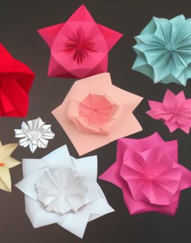 A bunch of paper flowers