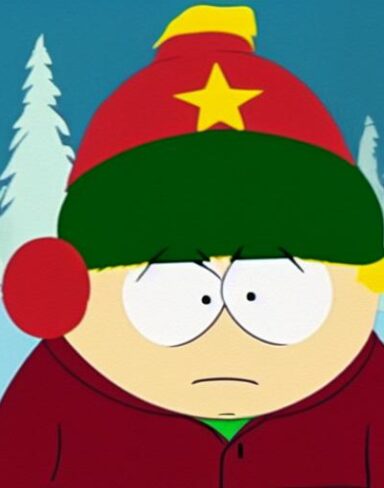 A cartoon character south park of animated film
