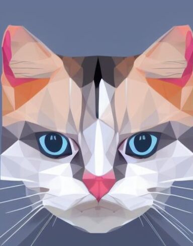 A close up of a cat’s face on a white background