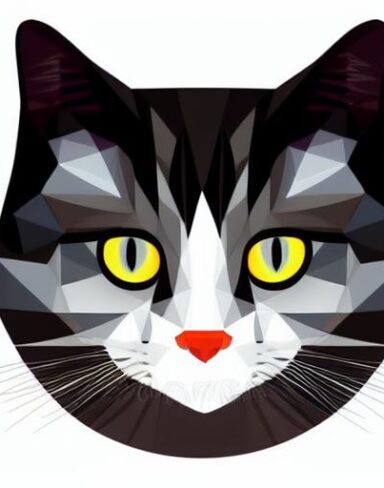 A close up of a cat’s face on a white background