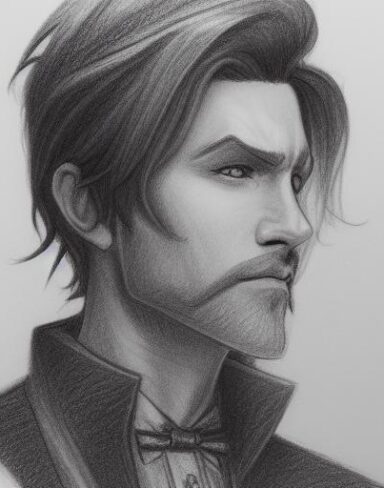 A close up of a drawing of a cool gentleman