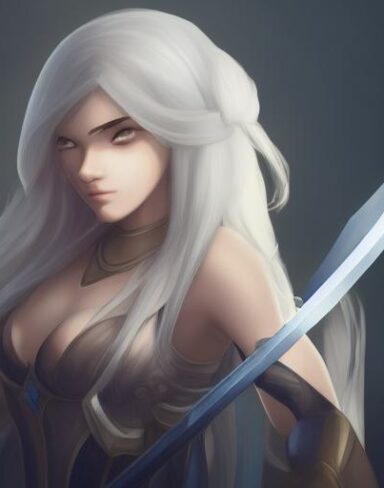 A close up of a person holding a sword