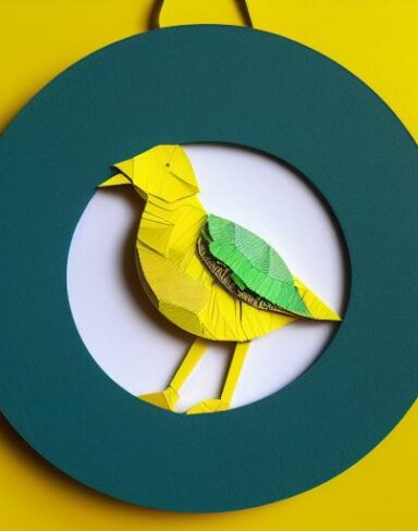 A detailed many layered paper art in a round frame