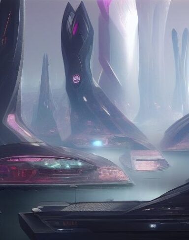 A futuristic city in the sky