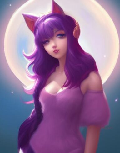 A girl in a purple outfit holding a glowing ball