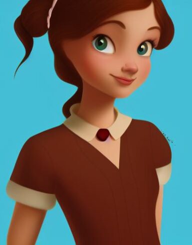 A girl with a brown shirt