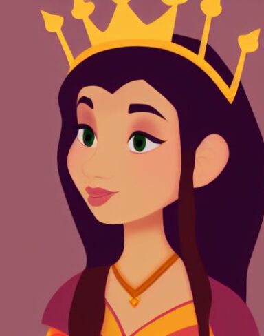 A girl with a crown on her head