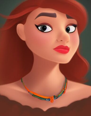 A girl with a necklace on her neck