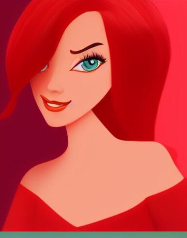 A lady with a red background