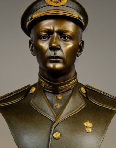 A male bust in a military uniform