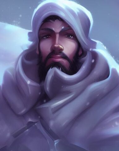 A man close up that is standing in the snow