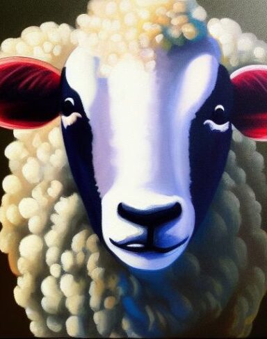 A painting of a sheep