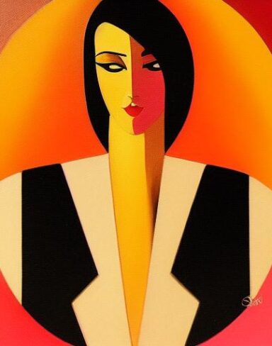 A painting of the woman