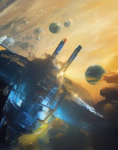 A painting of with an earth in the background