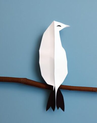 A paper cut of a bird sitting on a branch
