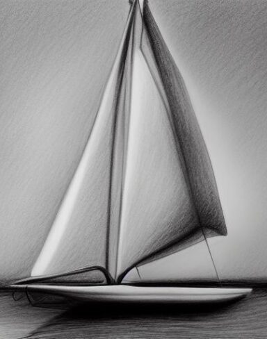 A pencil drawing of sailboat
