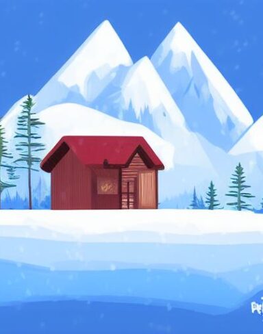 A small cabin in the middle of a snowy landscape