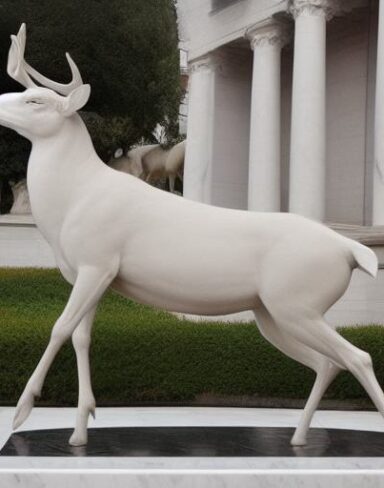 A statue of a deer