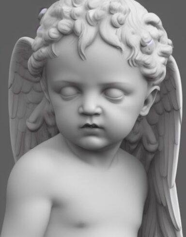A statue of an angel baby