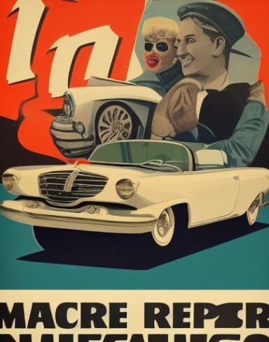 A vintage poster advertising a vintage car repair