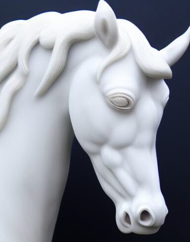 A white horse head white statue