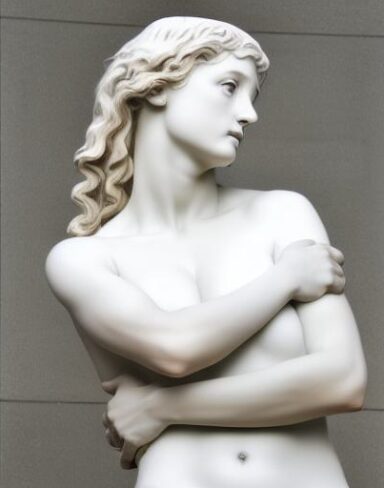 A white statue of a beautiful female