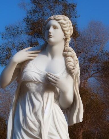 A white statue of a woman