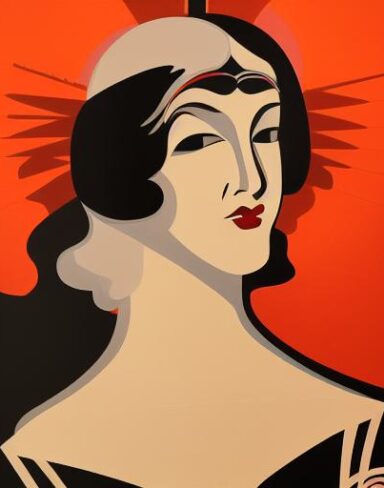 Art deco poster with a woman face