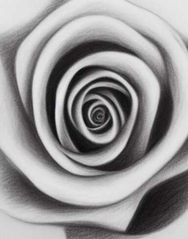 Black and white color charcoal drawing of a rose