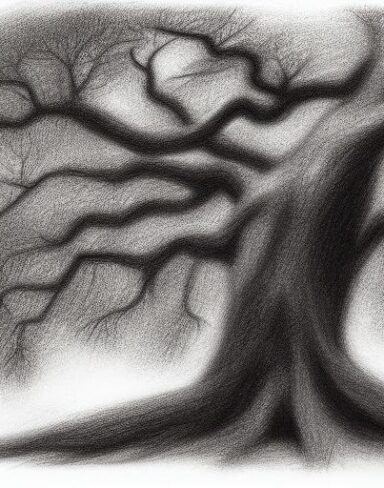 Black and white drawing of tree