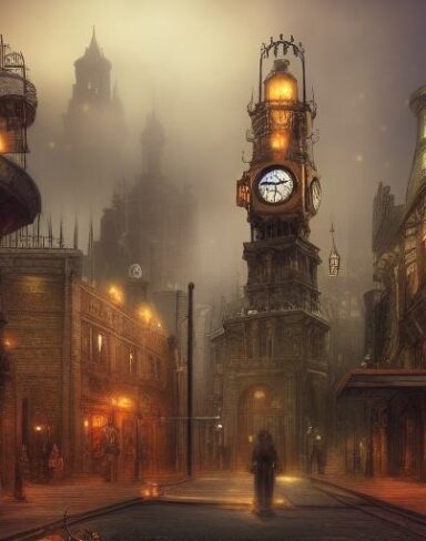 City under steampunk style