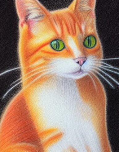 Crayon drawing of one cat