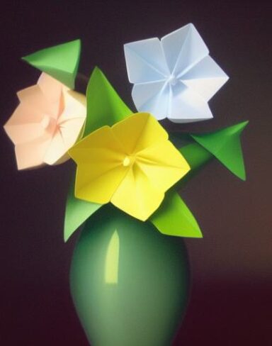Paper flowers inside the vase