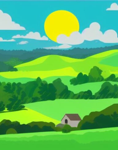 Rural landscape with several hills