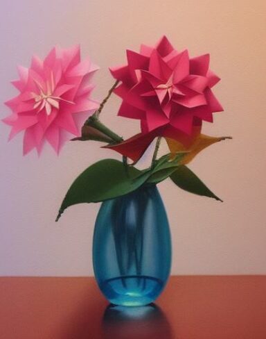 Some paper flowers in the vase