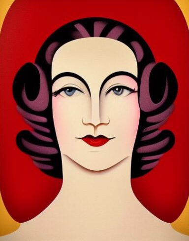 The art deco poster with woman’s face