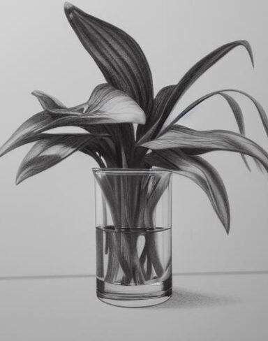The drawing of a plant in vase