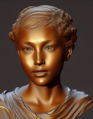 A bronze bust of one young lady