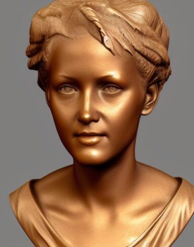 A bronze bust of one young lady