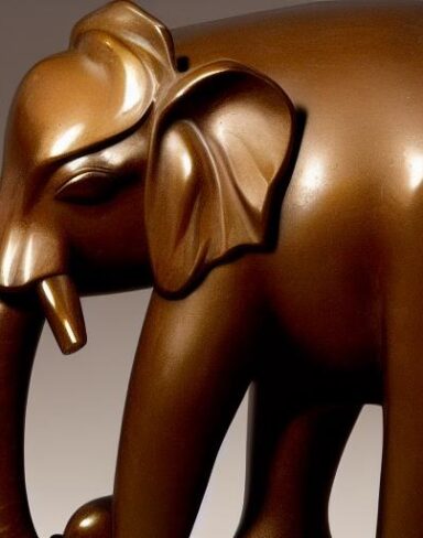 A bronze elephant statue