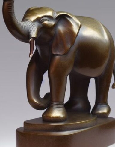 A bronze statue of an elephant