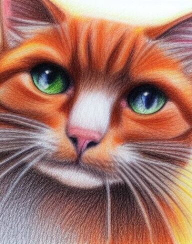A crayon drawing of a cat