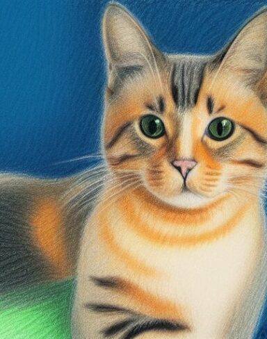 A crayon drawing of a cat