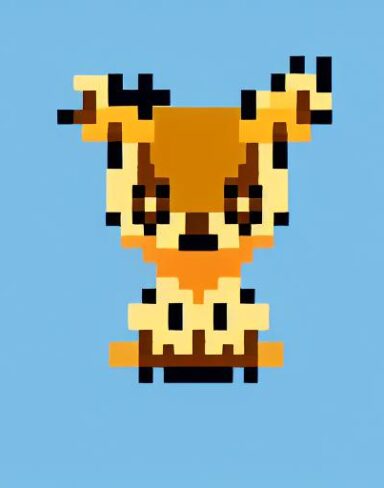 A deer sitting in front of a blue background